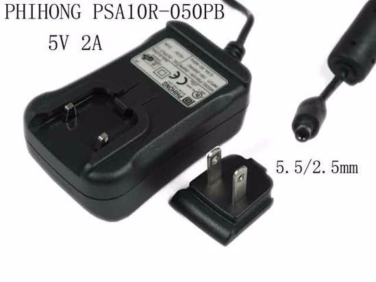 PHIHONG PSA10R-050PB AC Adapter NEW Original PSA10R-050PB, 5V 2A, Barrel 5.5/2.5mm, US 2