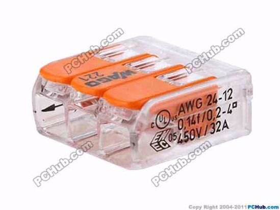 ACP Lever Type AC Cord connector 3, 250V 32A, PCT-413, For 0.15-4mm2 soft and hard
