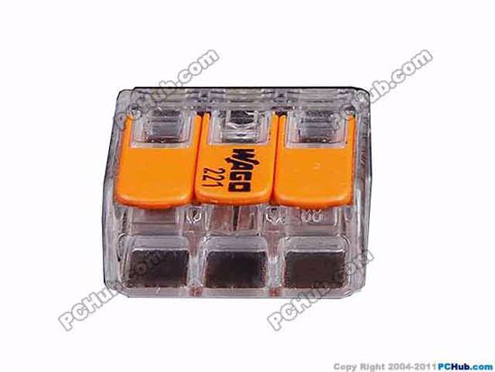 ACP Lever Type AC Cord connector 3, 300V20A, WAGO 221-413, For 0.14-4mm2 soft or 0.