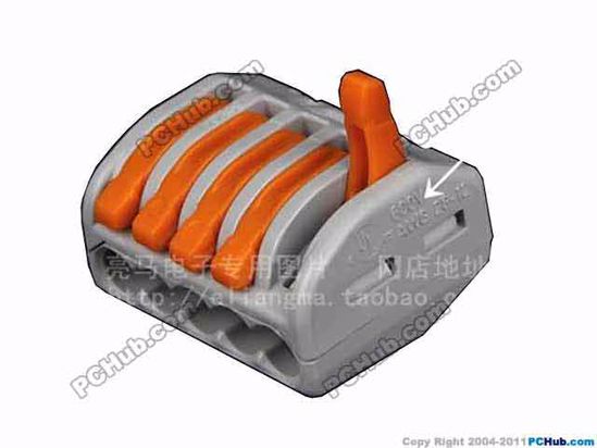 ACP Lever Type AC Cord connector 5, 300V20A, WAGO 222-415, For 0.08-4mm soft or 0.0