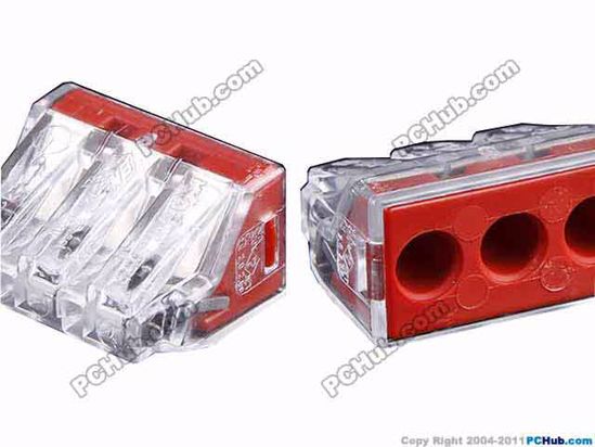 ACP Push Type AC Cord connector 3, 600V 30A, WAGO 773-173, For 3-6mm2 hard wire on
