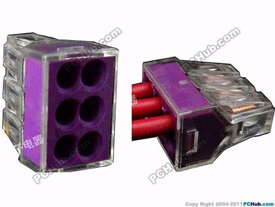 ACP Push Type AC Cord connector 6, 250V 14A, PCT-106, For 1-2.5mm2 hard wire