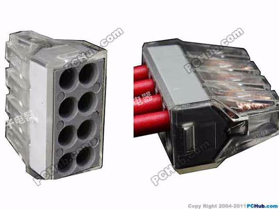 ACP Push Type AC Cord connector 8, 250V 14A, PCT-108, For 1-2.5mm2 hard wire