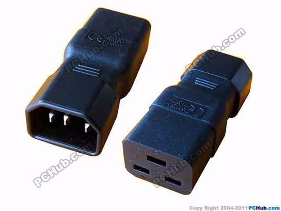 ACP Socket AC Cord connector C14 Male Convert C19 Female, 250V 10A, Straight