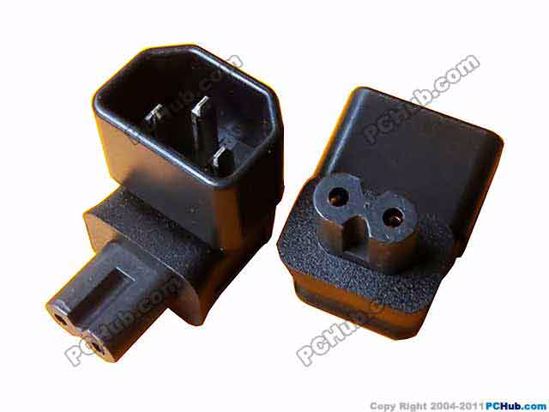 ACP Socket AC Cord connector C14 Male Convert to 2-Prong Female, 250V 10A, Bent