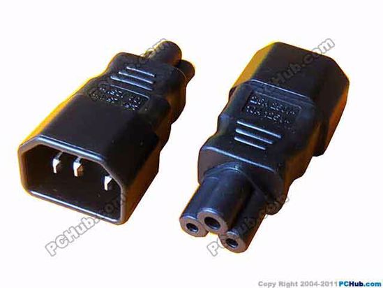 ACP Socket AC Cord connector C14 Male Convert to 3-Prong Female, 250V 10A, Stra