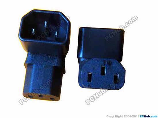 ACP Socket AC Cord connector C14 Male Convert to C13 Female, 250V 10A, Bent