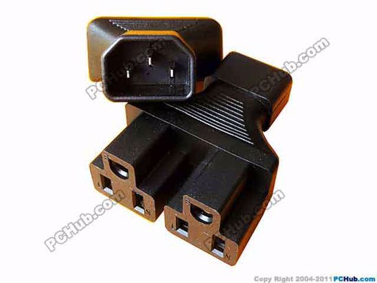 ACP Socket AC Cord connector C14 Male Convert to US 3-Pin Female x 2, 250V 10A,