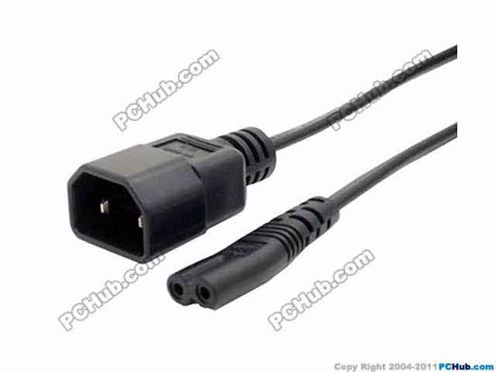 ACP Wire AC Cord connector C14 Male Convert to 2-Prong Female, 90 Watts, 1000