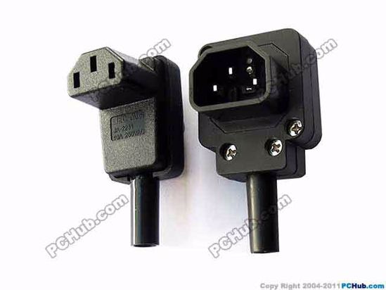 ACP Plug AC Cord Coupler Type 4c, C13 C14 Female Male, 250V 10A, L Shap