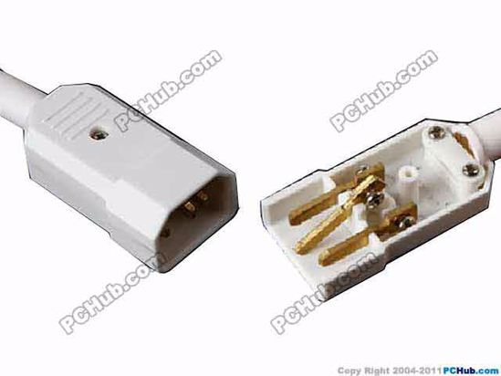 ACP Socket AC Cord Coupler Type 10b, C14 Male, 250V 10A, White