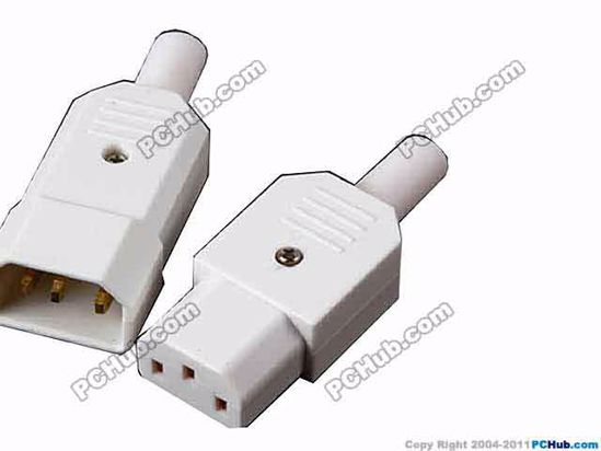 ACP Socket AC Cord Coupler Type 10C, C14 C13, 250V 10A, White