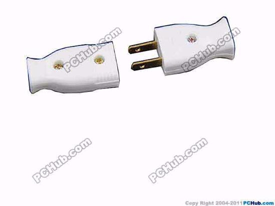 ACP Socket AC Cord Coupler Type 12c, US 2-Pin Female Male, 250V 15A, White