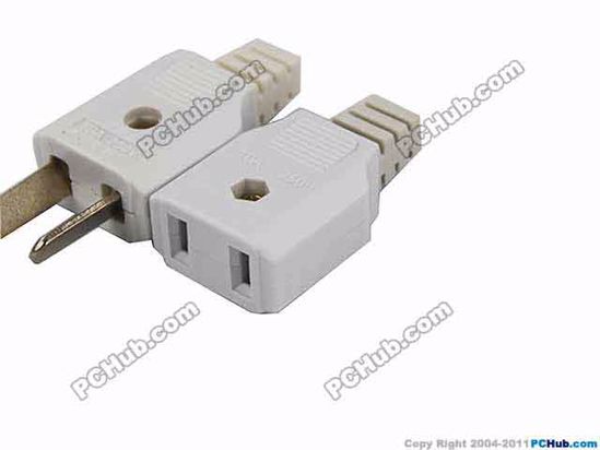 ACP Socket AC Cord Coupler Type 15c, CH 2-Pin Female Male, 250V 15A, White