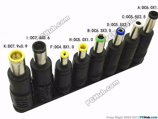 ACP Combination DC Tip Converter 5.5x2.1mm, 8-in-1 Multi Laptop Adaper Plugs, Strai