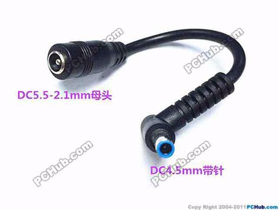 ACP For Laptop DC Tip Converter-Wire 5.5x2.1mm To Lenovo 4.5x3.0mm With Pin Plug, 200mm