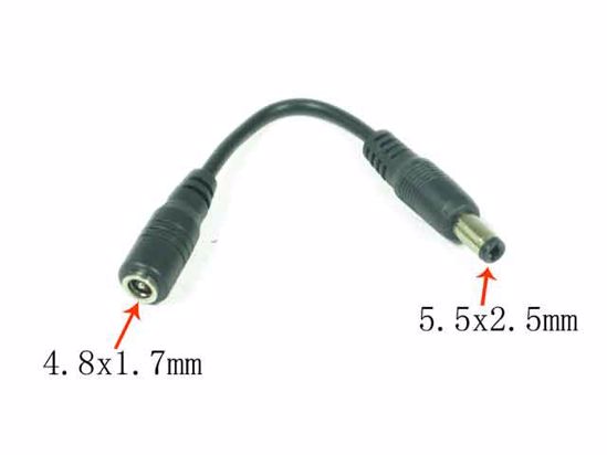 ACP Plug DC Tip Converter-Wire 4.8x1.7mm To 5.5x2.5mm Plug (Clip), 100mm, 36 Watt