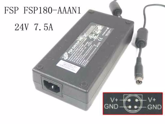 FSP Group Inc FSP180-AAAN1 AC Adapter 20V Above 24V 7.5A, 4-Pin Din, IEC C14