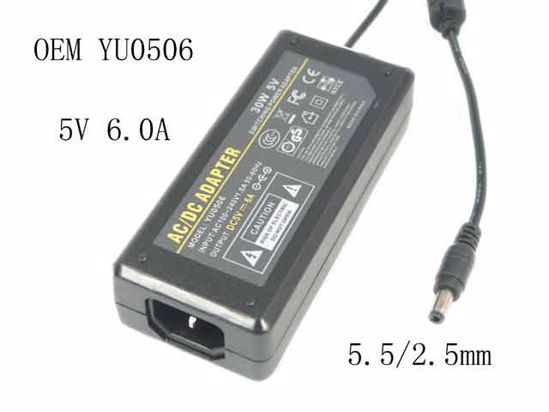 ACP OEM Power AC Adapter Compatible 5V 6.0A, Barrel 5.5/2.5mm, IEC C14