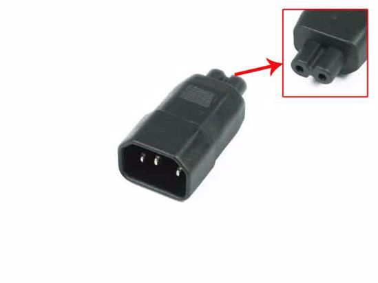 ACP Socket AC Cord connector C14 Male Convert to 2-Prong Female