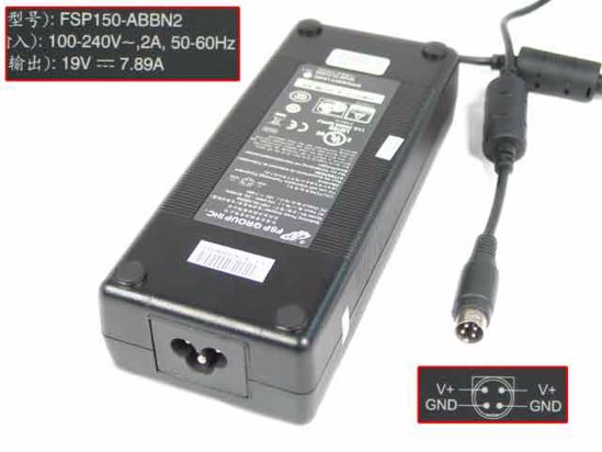 FSP Group Inc FSP150-ABBN2 AC Adapter- Laptop 19V 7.89A, 4-Pin Din, 3-Prong, FSP150-ABAN