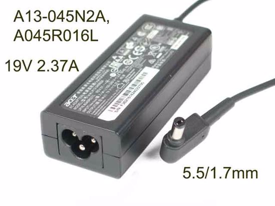 Acer AC Adapter (Acer) AC Adapter- Laptop 19V 2.37A, 5.5/1.7mm, 3P, A13-045N2A, A045R016