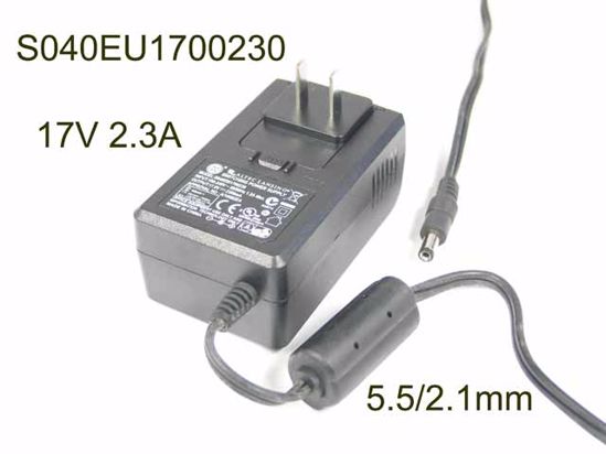 Altec Lancing S040EU1700230 AC Adapter 13V-19V 17V 2.3A, 5.5/2.1mm, US 2P Plug, New