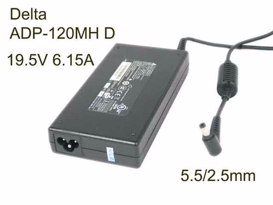 Delta Electronics ADP-120MH AC Adapter- Laptop 19.5V 6.15A, 5.5/2.5mm, 3P, New