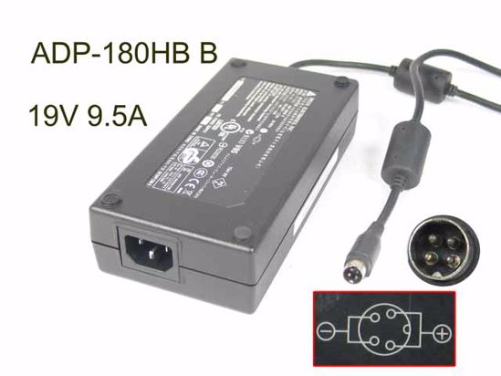 Delta Electronics ADP-180HB AC Adapter- Laptop 19V 9.5A, 4P P1 4=V