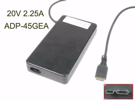 Delta Electronics ADP-45GEA AC Adapter- Laptop 20V 2.25A, USBx2 Tip, 2P