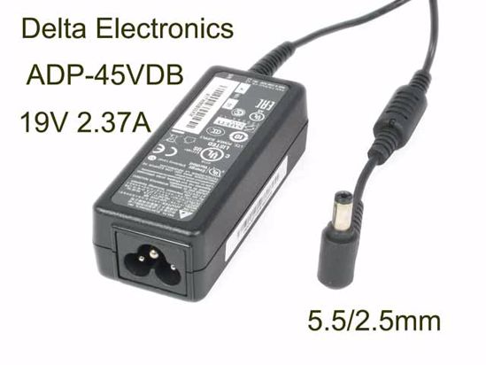 Delta Electronics ADP-45VDB AC Adapter- Laptop 19V 2.37A, 5.5/2.5mm, 3P