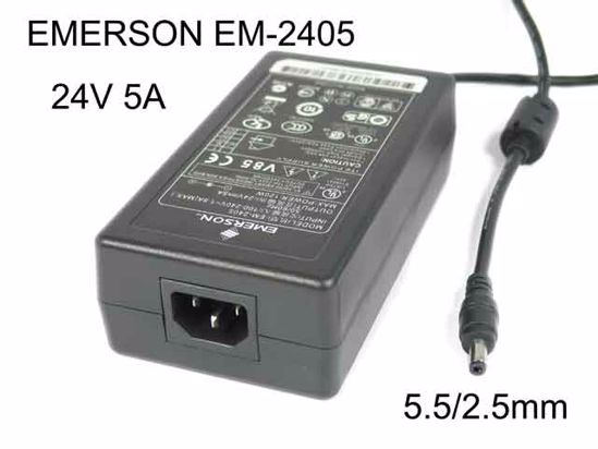 EMERSON EM-2405 AC Adapter 20V Above 24V 5A, 5.5/2.5mm, C14