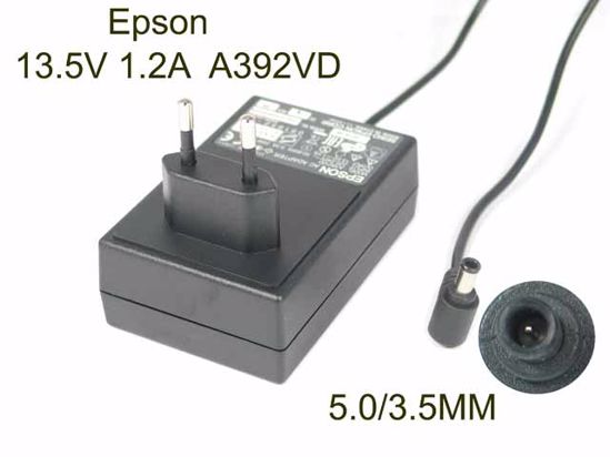 Epson A392VD AC Adapter 13V-19V 13.5V 1.2A, Barrel WP, EU 2P Plug, New