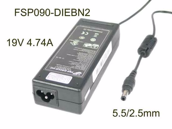 FSP Group Inc FSP090-DIEBN2 AC Adapter- Laptop 19V 4.74A, Barrel 5.5/2.5mm, 3-Prong