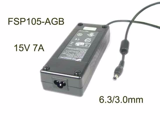 FSP Group Inc FSP105-AGB AC Adapter 13V-19V 15V 7A, Barrel 6.3/3.0mm , 3-Prong