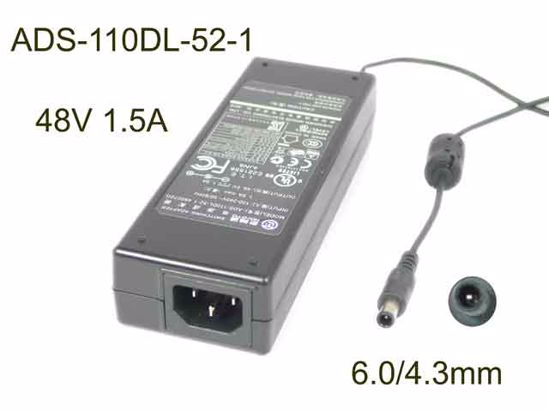 HOIOTO ADS-110DL-52-1 AC Adapter 20V Above 48V 1.5A, Barrel 6.0/4.3mm With Pin, IEC C