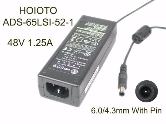 HOIOTO ADS-65LSI-52-1 AC Adapter- Laptop 48V 1.25A, 6.0/4.3mm With Pin, IEC C14