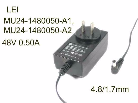 LEI / Leader MU24-1480050-A1 AC Adapter 20V Above 48V 0.50A, 4.8/1.7mm, US 2P Plug, Ne