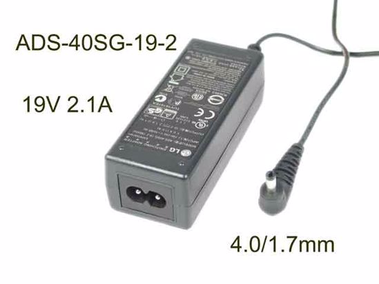 LG AC Adapter (LG) AC Adapter- Laptop ADS-40SG-19-2, 19V 2.1A, 4.0/1.7mm, 2P, New