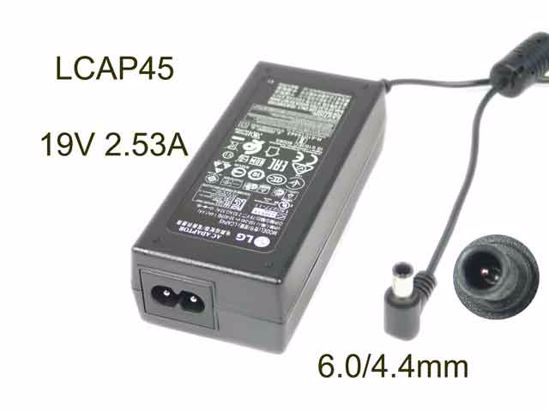 LG AC Adapter (LG) AC Adapter- Laptop LCAP45, 19V 2.53A, 6.0/4.4mm WP, 2P, New