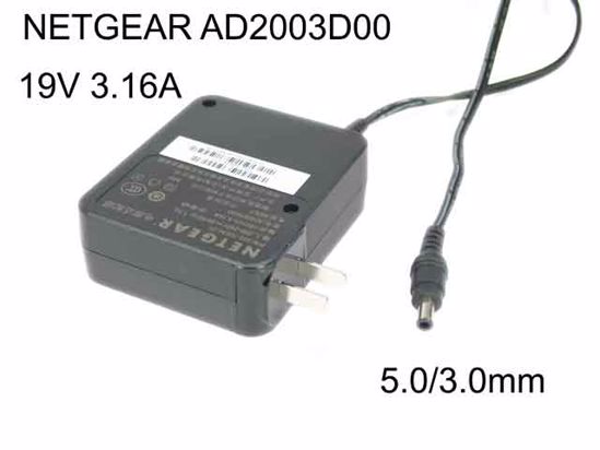 NETGEAR AD2003D00 AC Adapter- Laptop 19V 3.16A, 5.0mm with Pin, US 2-Pin Plug