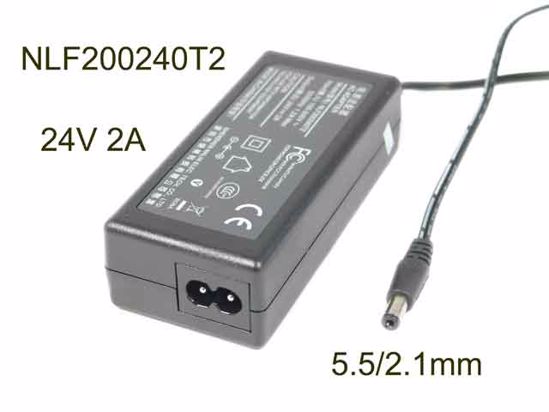 Other Brands NLF200240T2 AC Adapter 20V Above NLF200240T2, 24V 2A, 5.5/2.1mm, 2P, New