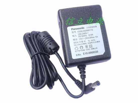 Panasonic GSQLD6000172 AC Adapter 13V-19V 15V 1A, 5.5/2.1mm, US 2P Plug, New