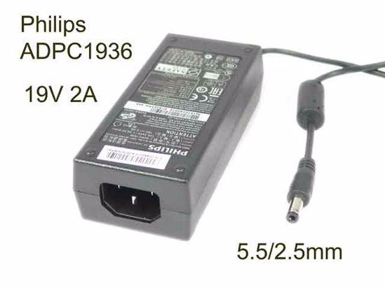 Philips ADPC1936 AC Adapter- Laptop 19V 2A, 5.5/2.5mm, C14, New