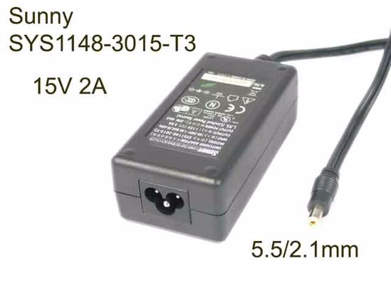 Sunny SYS1148-3015-T3 AC Adapter 13V-19V 15V 2A, 5.5/2.1mm, 3P, New