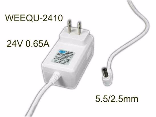 WEEQU WEEQU-2410 AC Adapter 20V Above 24V 0.65A, 5.5/2.5mm, US 2P Plug, New