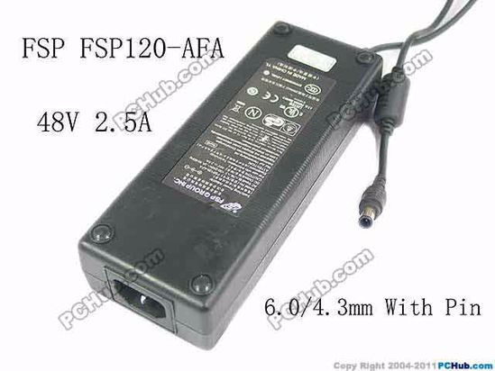 FSP Group Inc FSP120-AFA AC Adapter- Laptop 48V 2.5A, Barrel 6.0/4.3mm With Pin, IEC C14