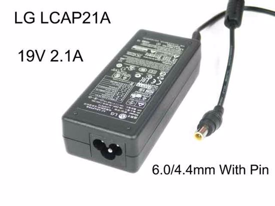 LG AC Adapter (LG) AC Adapter- Laptop LCAP21A, 19V 2.1A, Barrel 6.0/4.4mm With Pin, 3-Pr