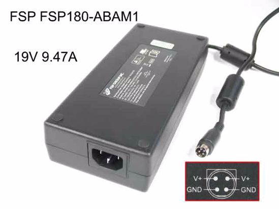 FSP Group Inc FSP180-ABAM1 AC Adapter- Laptop FSP180-ABAM1, 19V 9.47A, 4-Pin Din, IEC C1