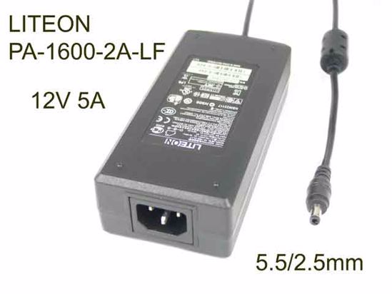 LITE-ON PA-1600-2A-LF AC Adapter- Laptop 12V 5A, Barrel 5.5/2.5mm, IEC C14, New